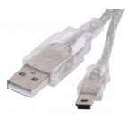 USB mini laidas (2.0, tipas A / mini B) - permatomas, 1.8m