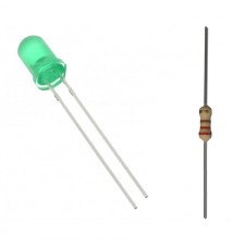 Green matte 5mm LED with resistor