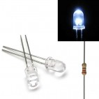 White transparent 5mm LED with resistor
